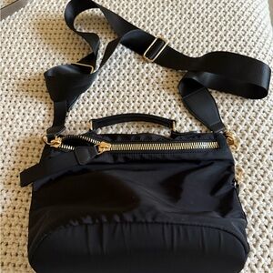 Amazon Black Crossbody Bag with Gold Accents